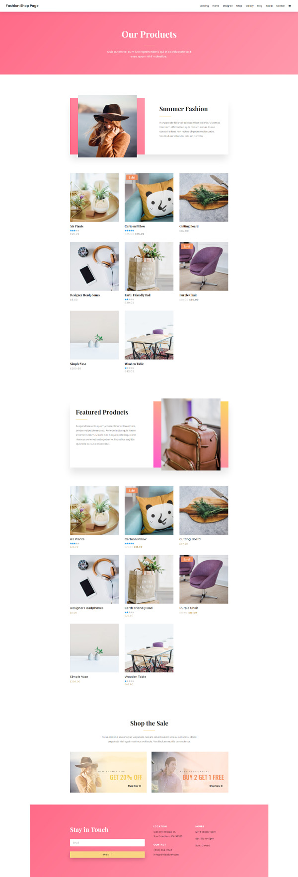 Fashion landing page preview.